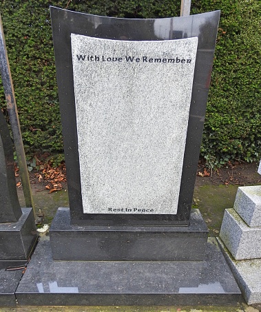 generic gravestone with blank space to fill in personal name details.
